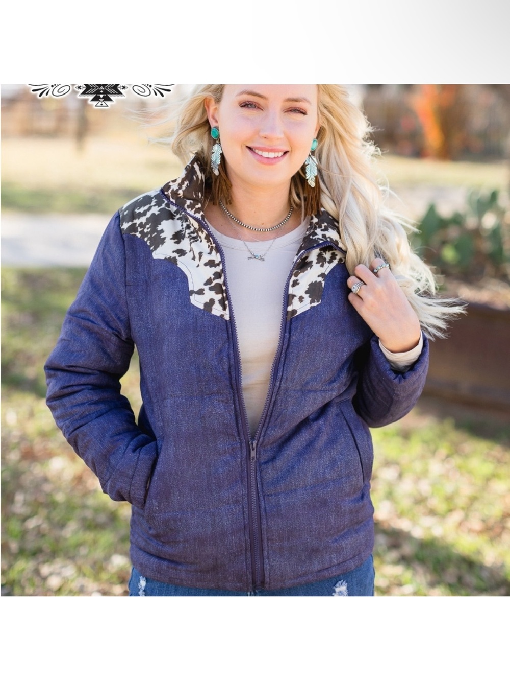 Crazy Train Purple Puffer Jacket with Cowhide Yoke